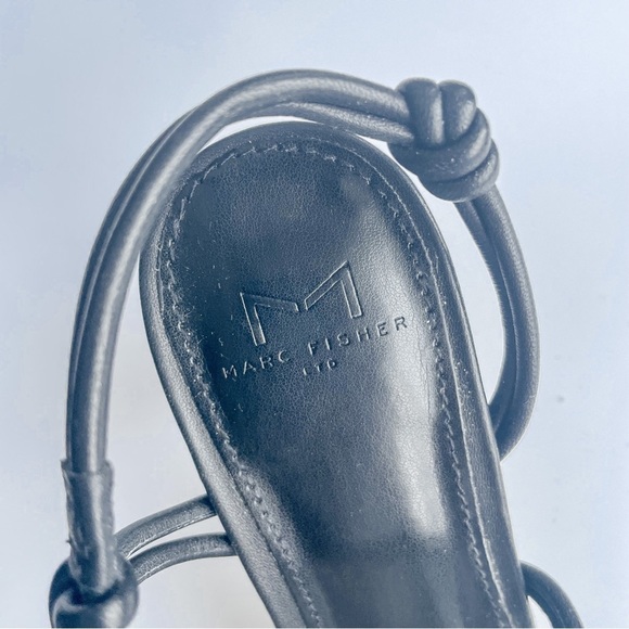 LIKE New Marc Fisher Davia Maca Spool-Heel Slingback Sandals Black Size 8.5 - Picture 3 of 6